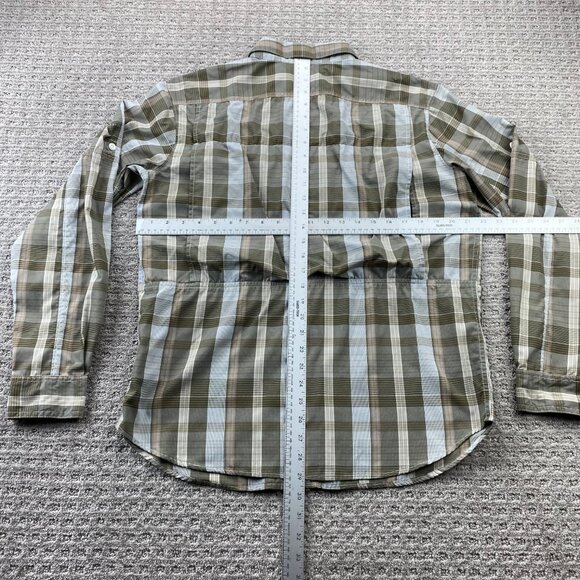 Columbia Omni-Shade Shirt Men Medium M Brown Green Plaid Button Up Long Sleeve - Picture 7 of 10